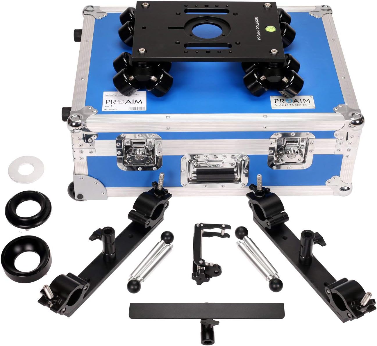 PROAIM Polaris Portable Camera Dolly w Universal Track Ends for Rail/Track- 1.5"-1.98". Fits Mitchell Mount,75mm & 100mm Bowl Adapter. Payload up to 200kg/440lb for DSLR Video Camera (DL-PLRS-01)