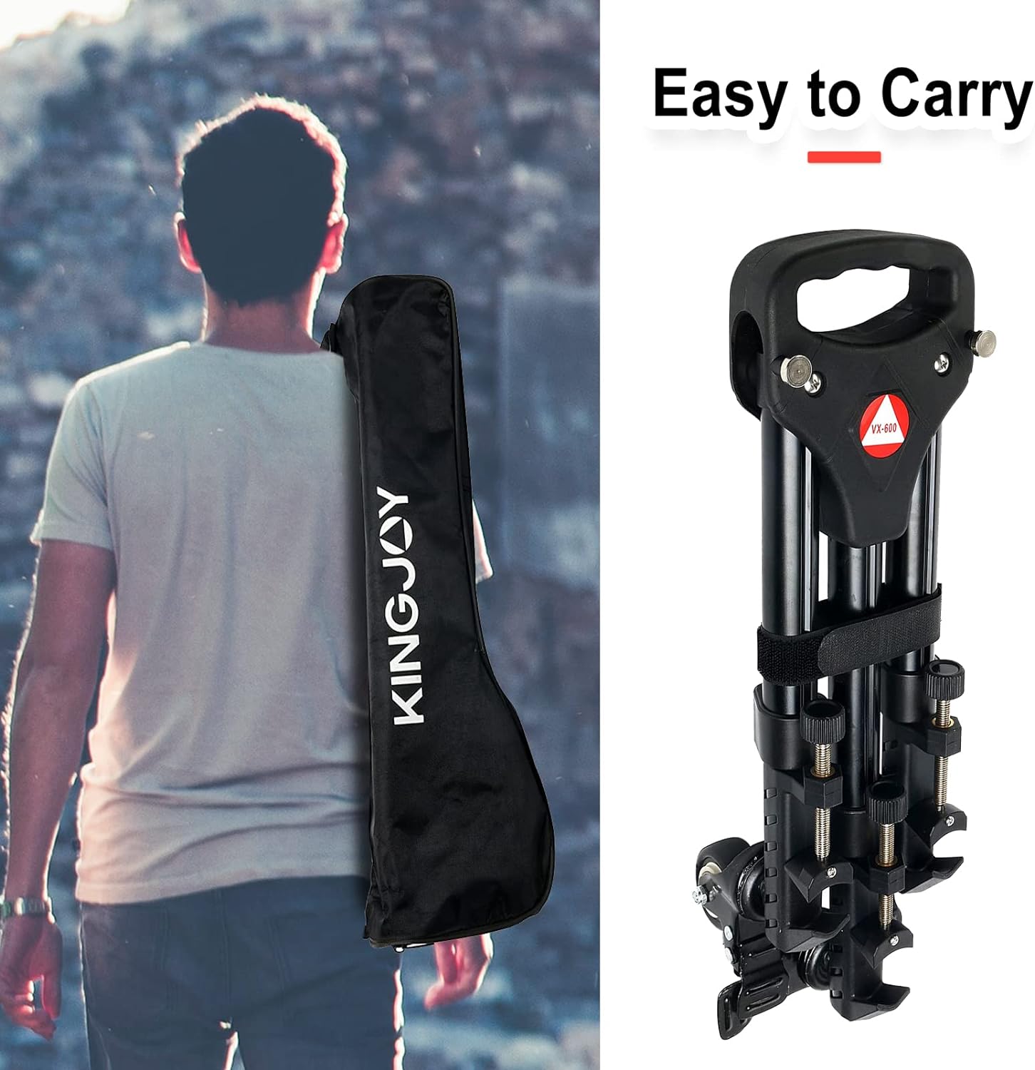 YaeCCC Kingjoy VX-600 Photography Heavy Duty Tripod Dolly Wheels Adjustable Leg Mounts Compatible with Canon Nikon Sony DSLR Camera Camcorder Photo Video