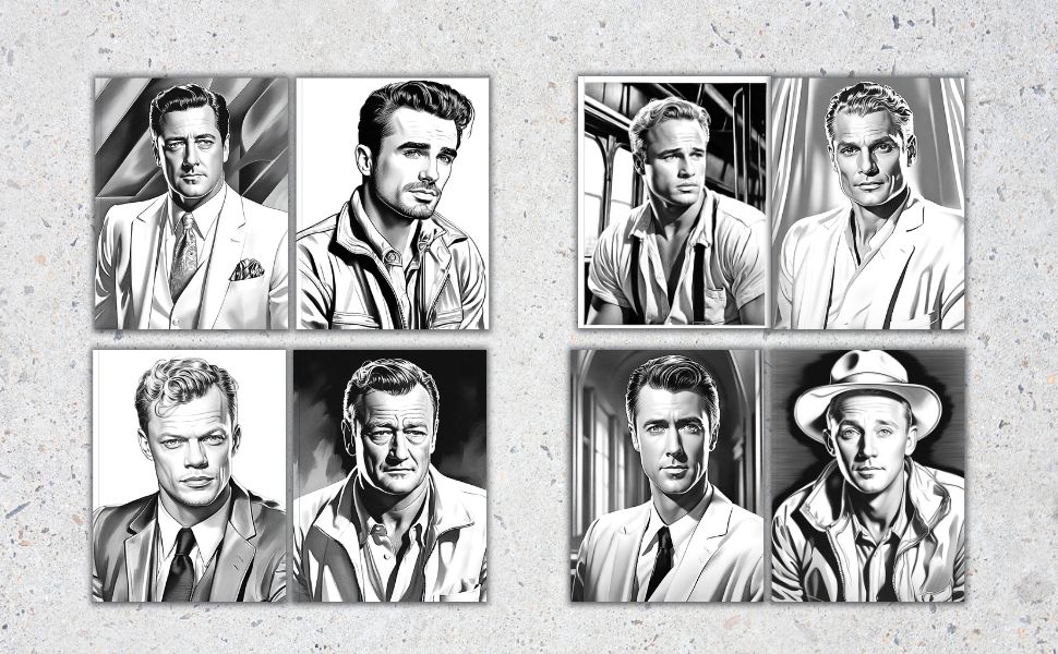 Vintage Gents - Golden Age of Hollywood Coloring Book