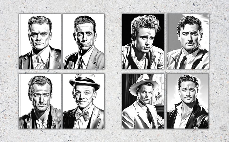 Vintage Gents - Golden Age of Hollywood Coloring Book