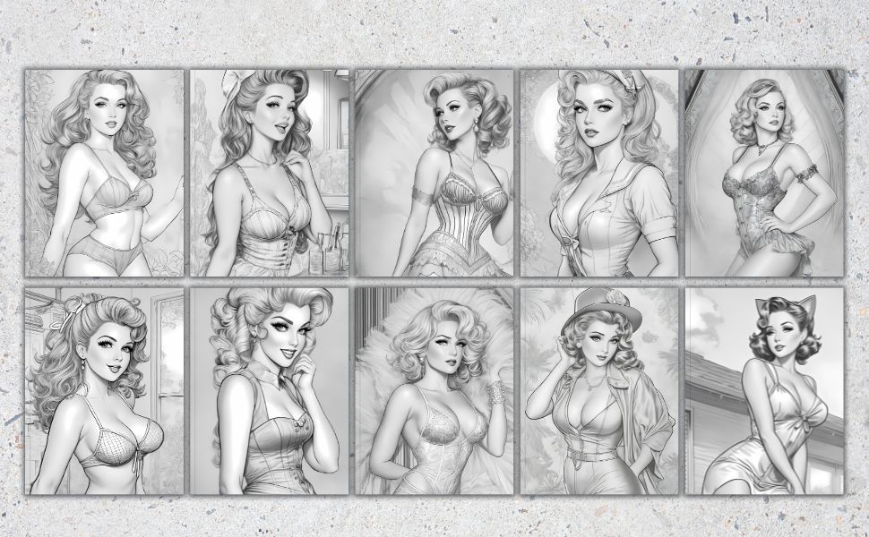 Vintage Beauties Burlesque Coloring Book