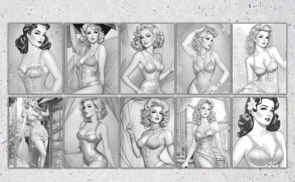 Vintage Beauties Burlesque Coloring Book