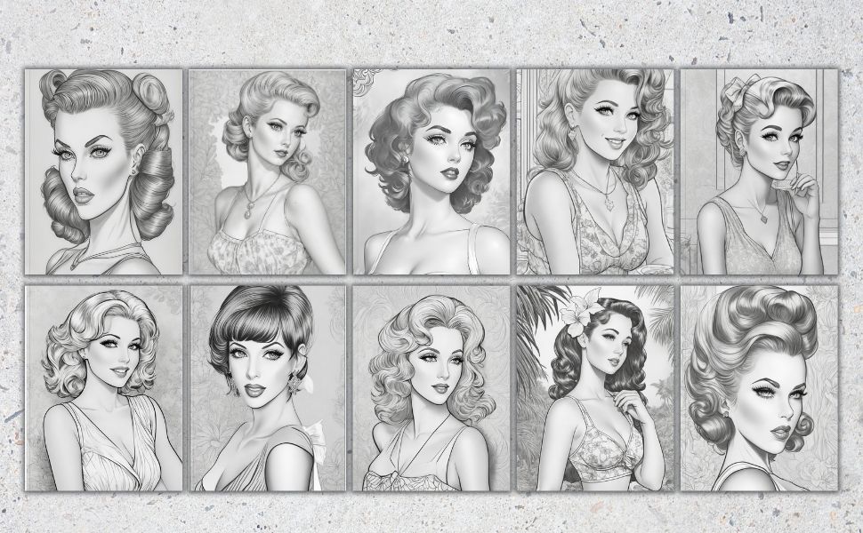 Vintage Beauties 1950's Coloring Book