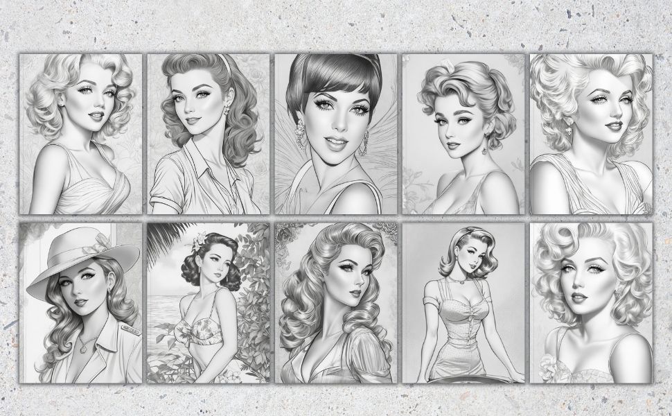 Vintage Beauties 1950's Coloring Book