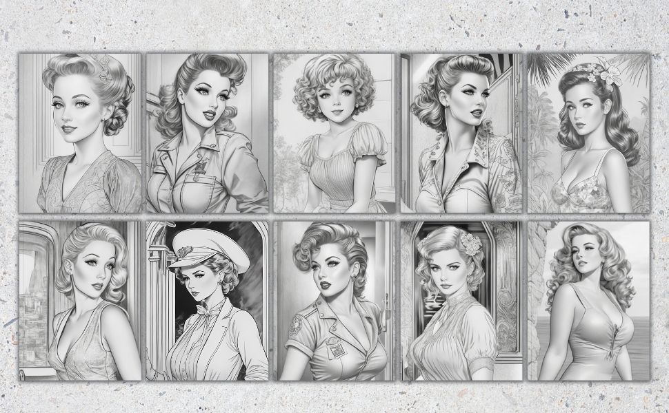 Vintage Beauties 1950's Coloring Book