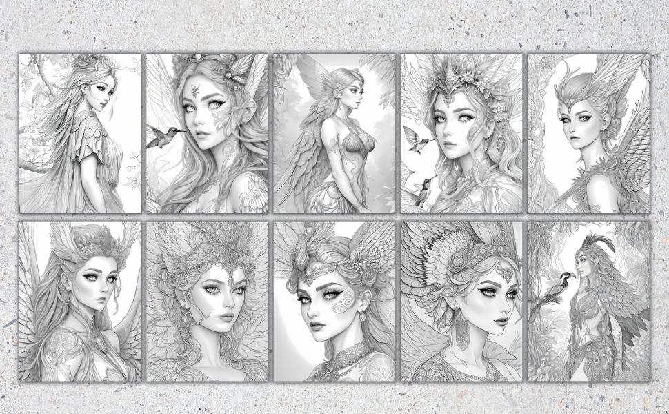 Feathered Fairies Coloring Book