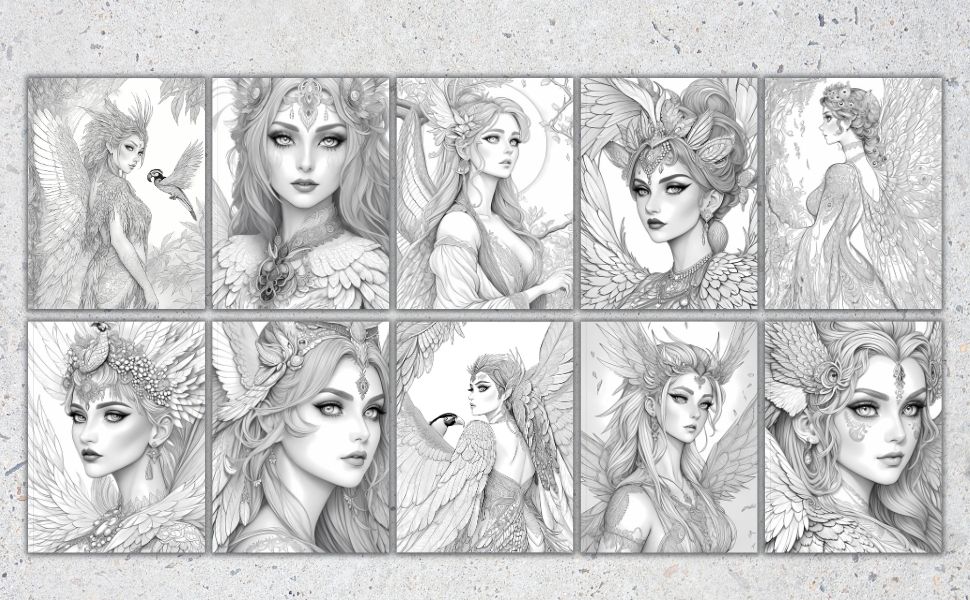 Feathered Fairies Coloring Book