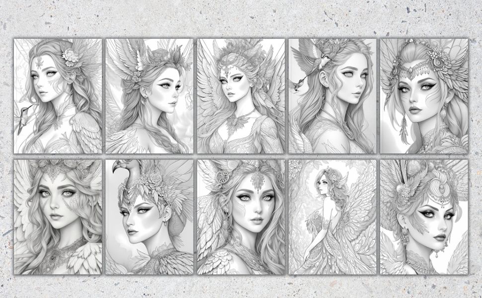 Feathered Fairies Coloring Book