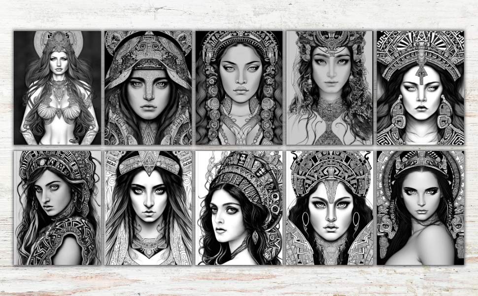 Aztec Goddess Coloring Book