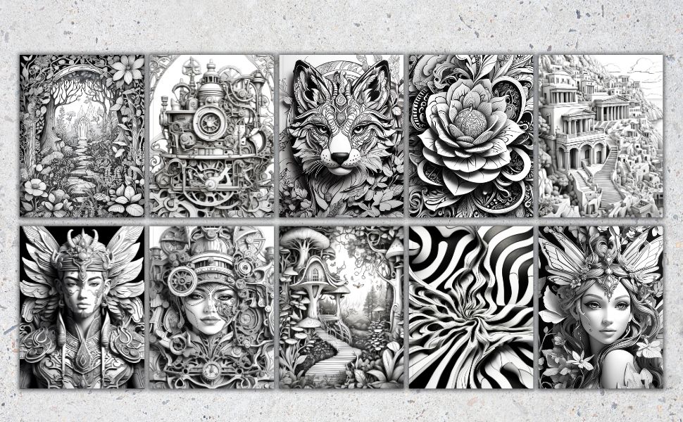 3D Variety Relaxation Coloring Book