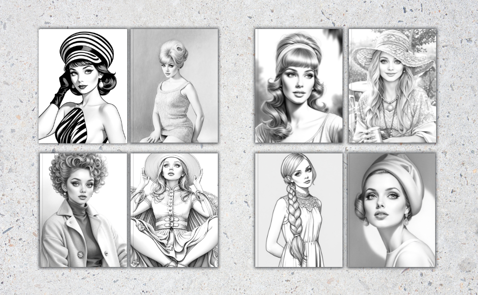 Vintage Beauties 1960s Coloring Book