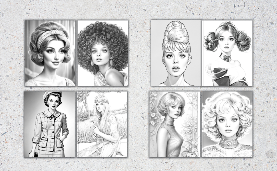 Vintage Beauties 1960s Coloring Book