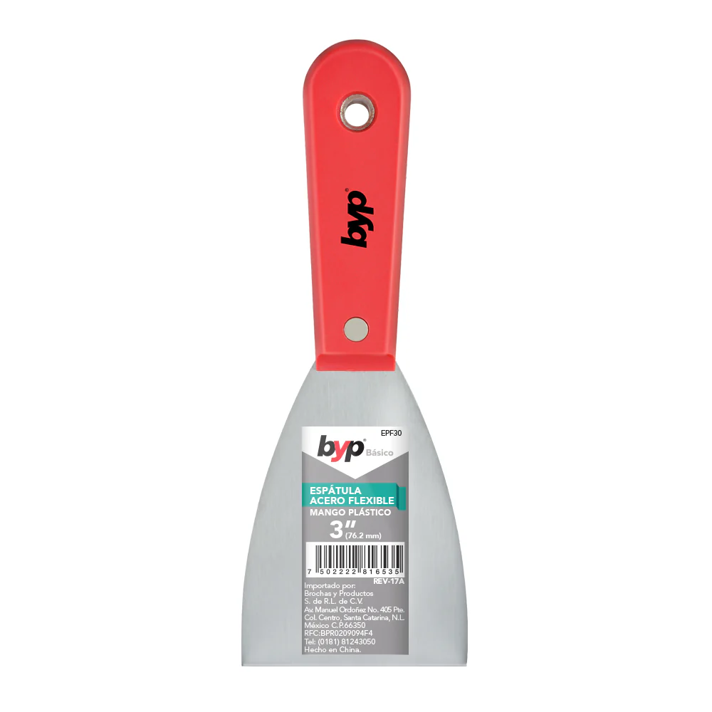Espátula de acero flexible con mango de plástico