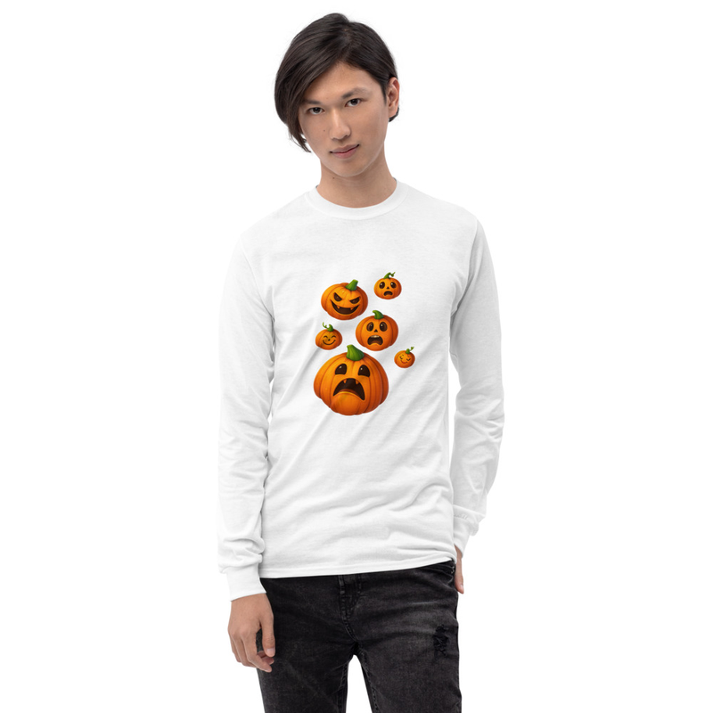  Men’s Long Sleeve Pumpkin Halloween Tee