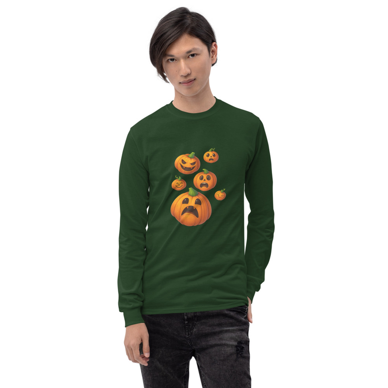  Men’s Long Sleeve Pumpkin Halloween Tee