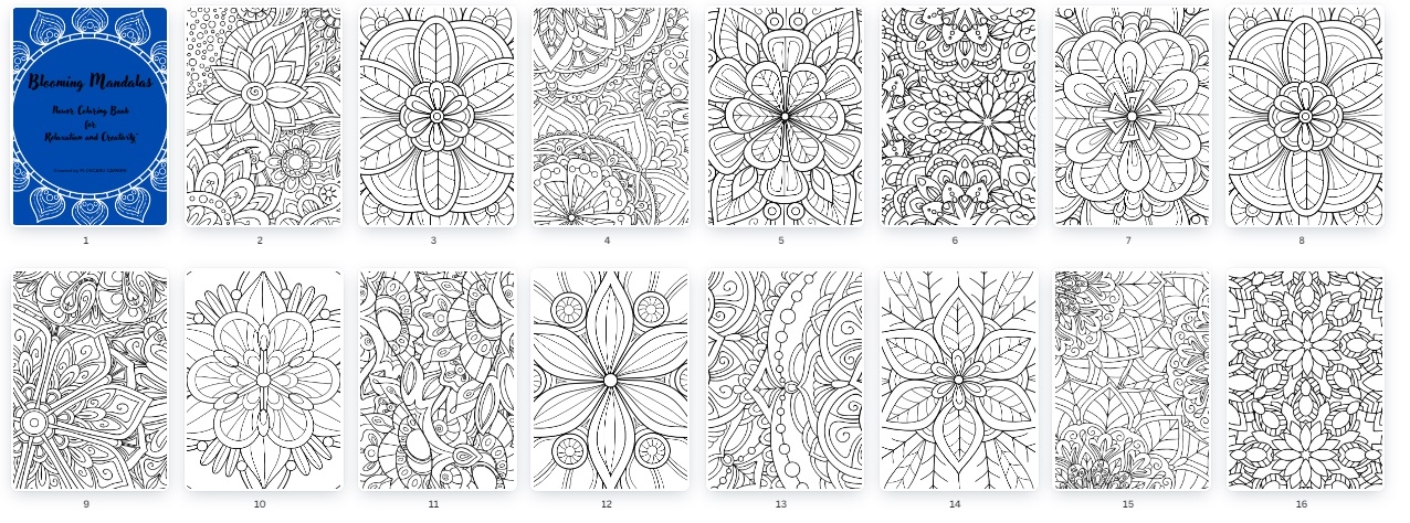 Blooming Mandalas- flower coloring book