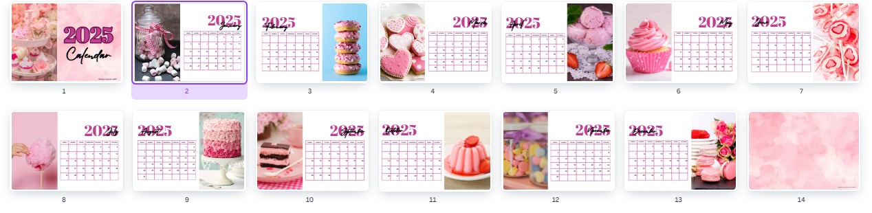 Pink Sweets Calendar 2025
