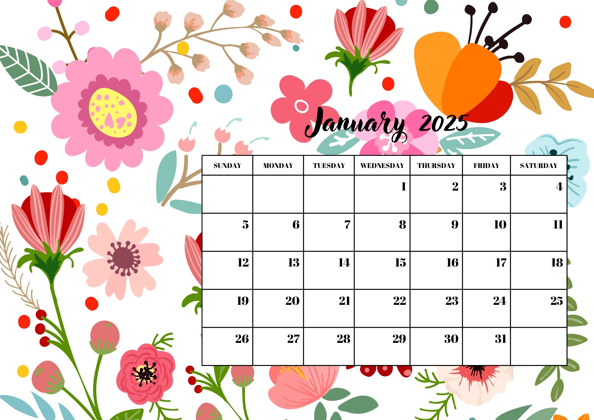 floral calendar 2025
