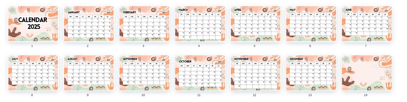 aesthetic beige calendar 2025