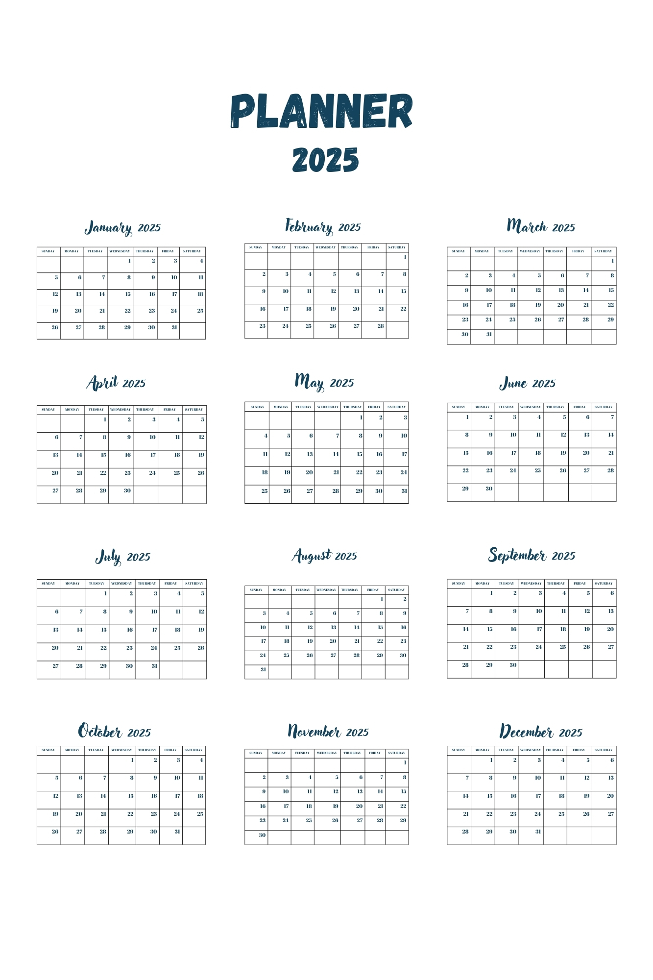 Blue Floral Planner 2025