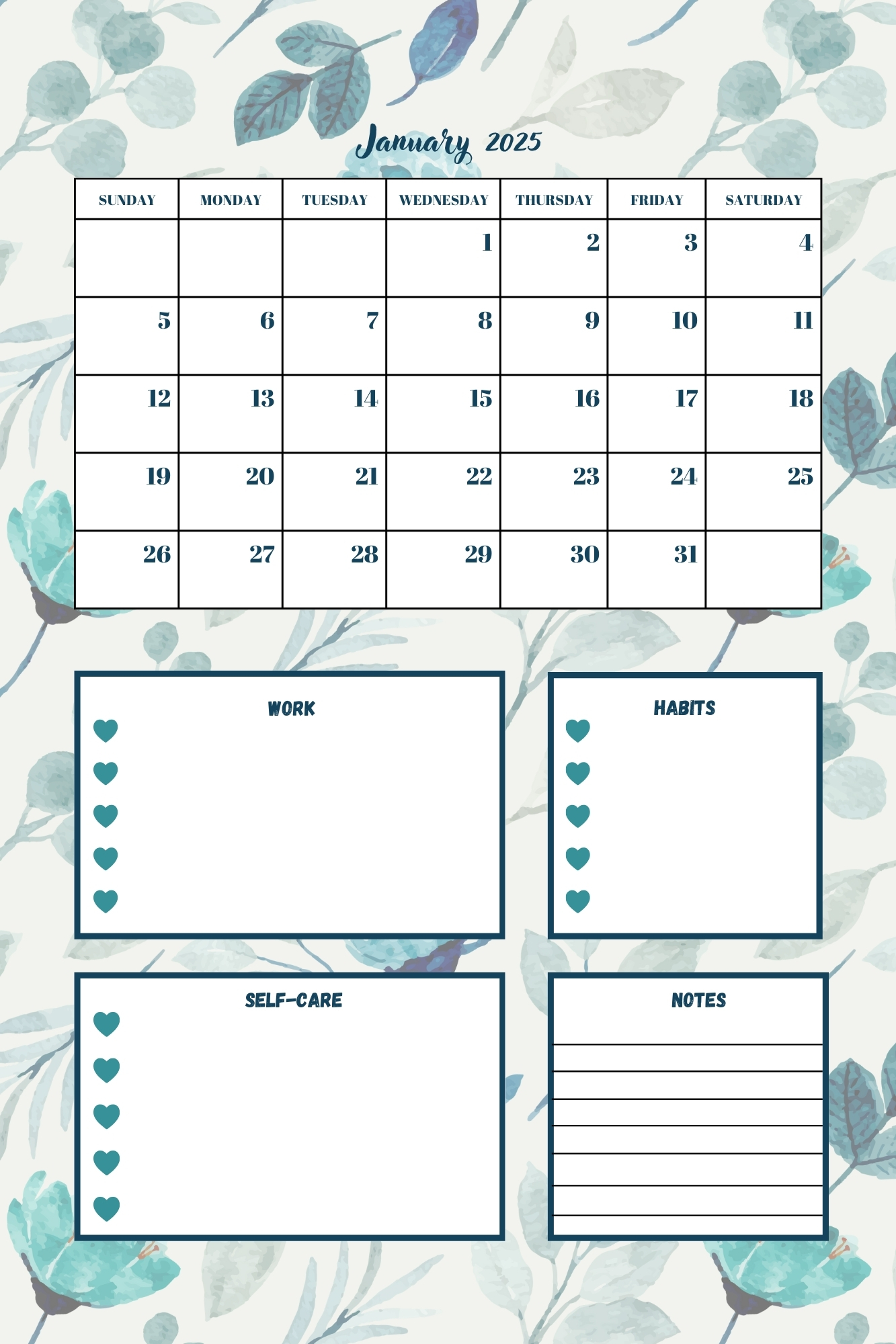 Blue Floral Planner 2025
