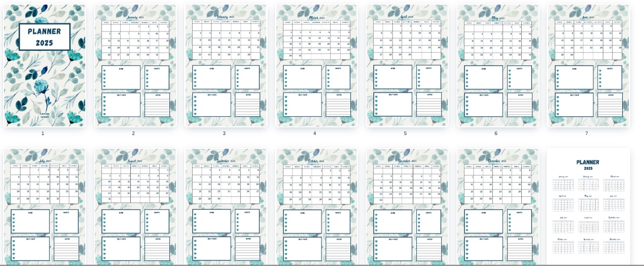 Blue Floral Planner 2025