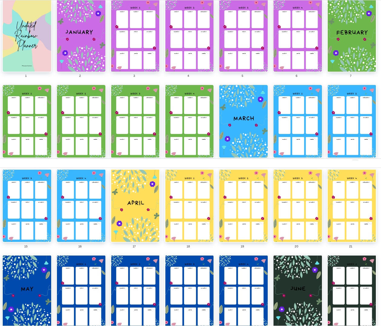 Undated Rainbow Planner