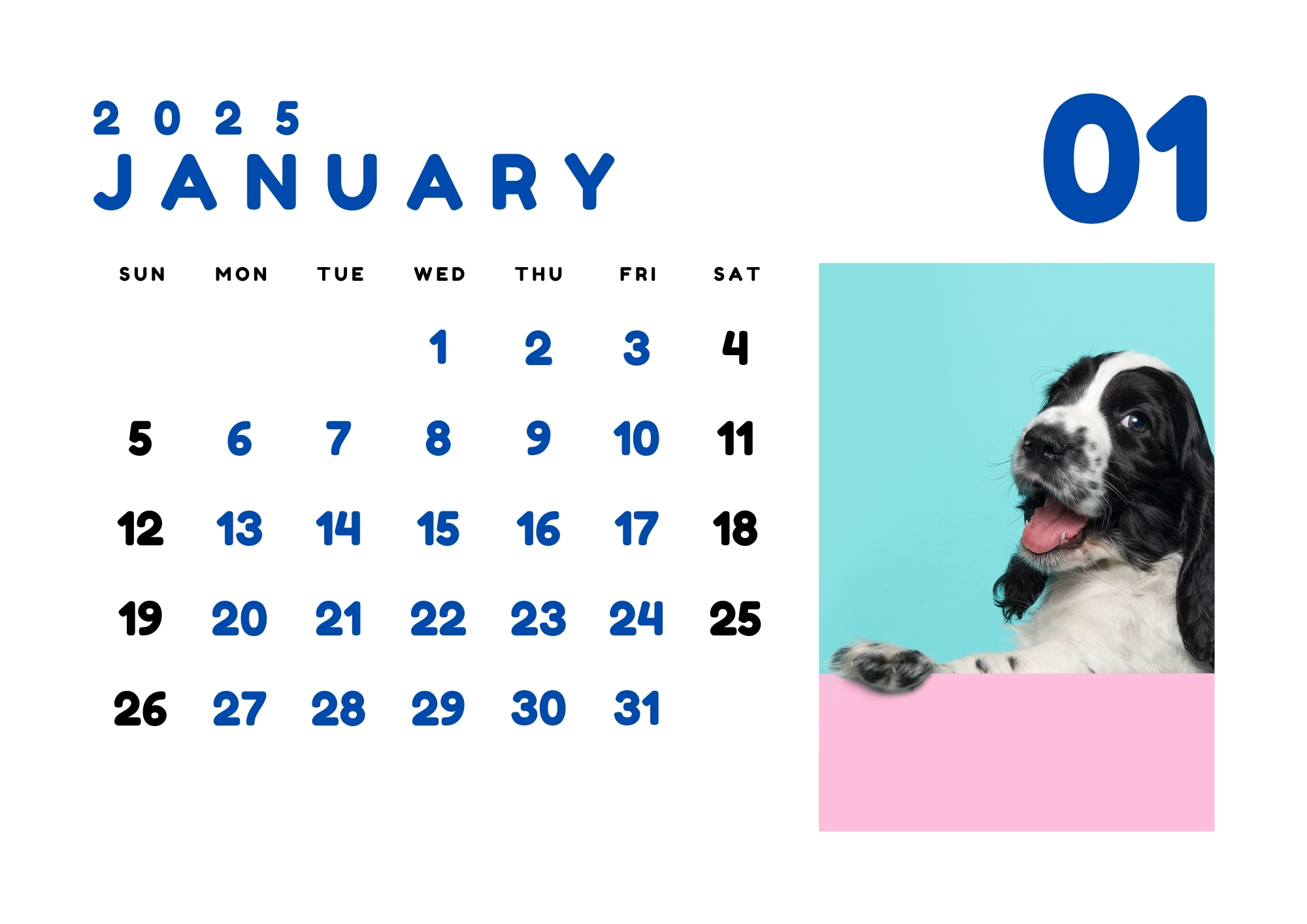 Puppies calendar 2025