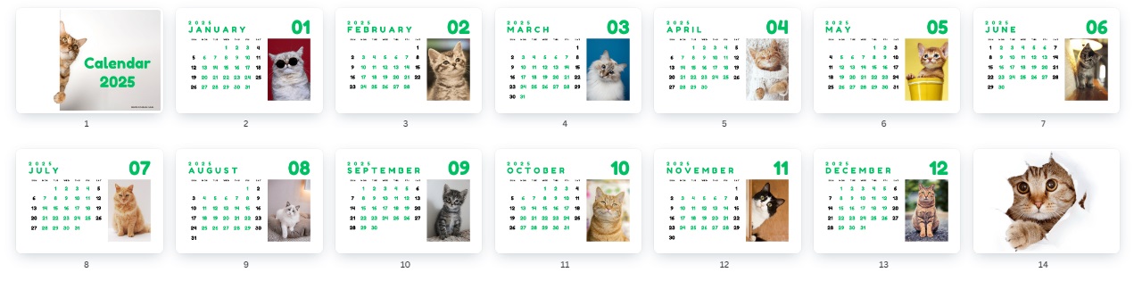 Kittens calendar 2025