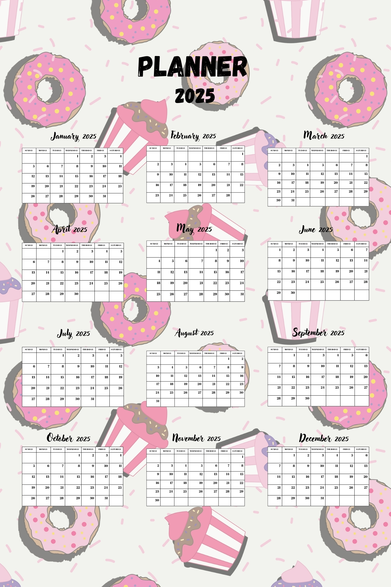 Pink sweets Planner 2025