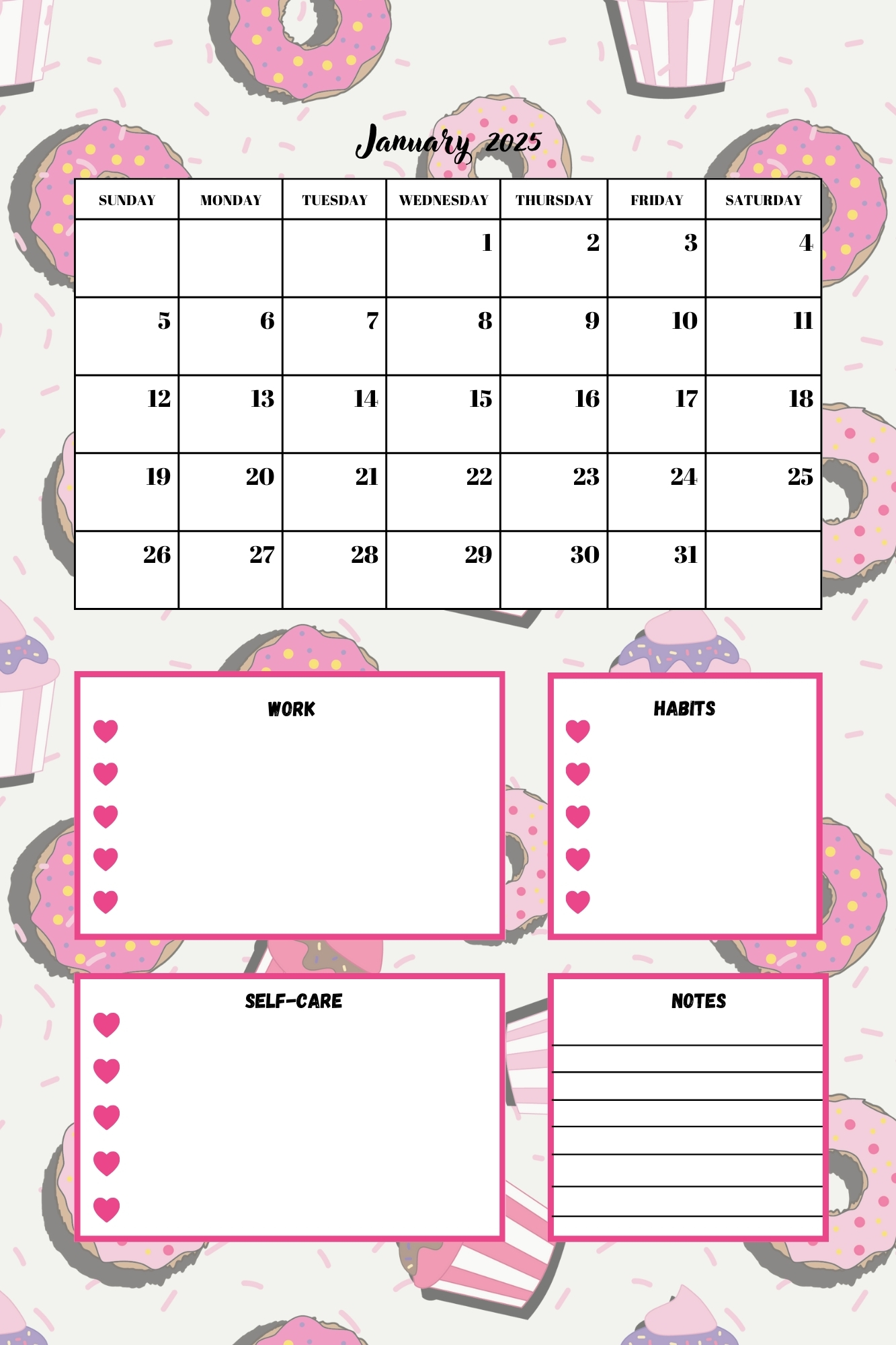 Pink sweets Planner 2025