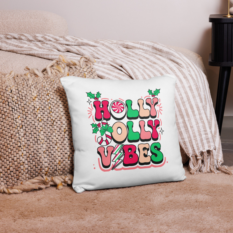 Holly Jolly Vibes Double-Sided Pillow Case