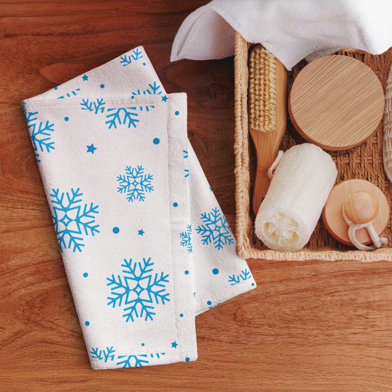 Blue Snowflakes Hand Towel