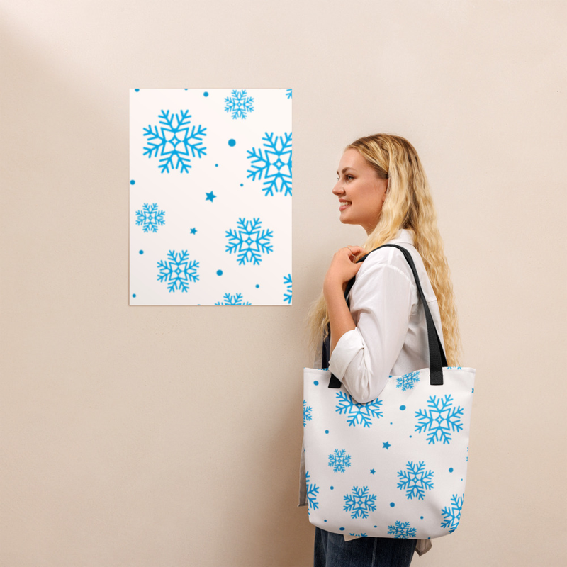 Snowflake All-Over Print Tote Bag