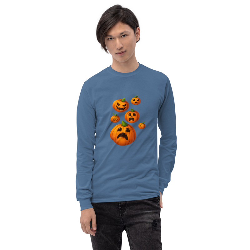  Men’s Long Sleeve Pumpkin Halloween Tee