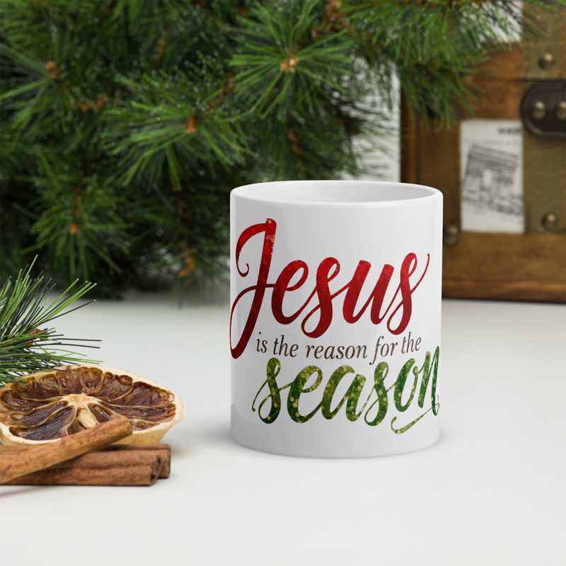 "Jesus Is the Reason for the Season” Elegant Christmas Mug – Faith & Festive Joy