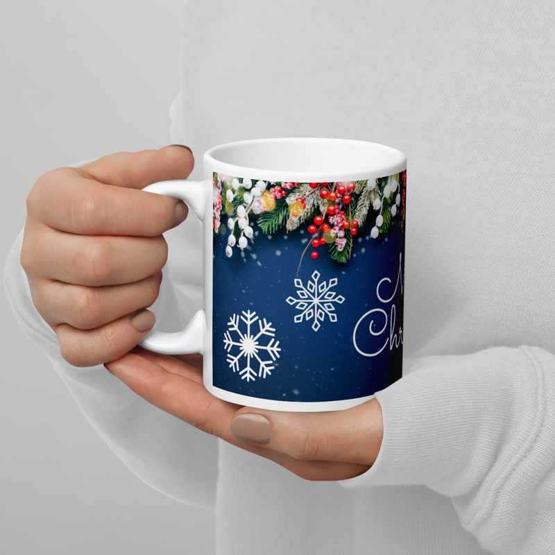  Merry Christmas Blue Ceramic Mug