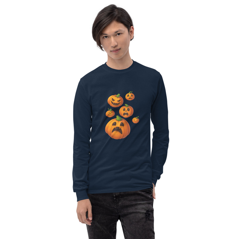 Men’s Long Sleeve Pumpkin Halloween Tee
