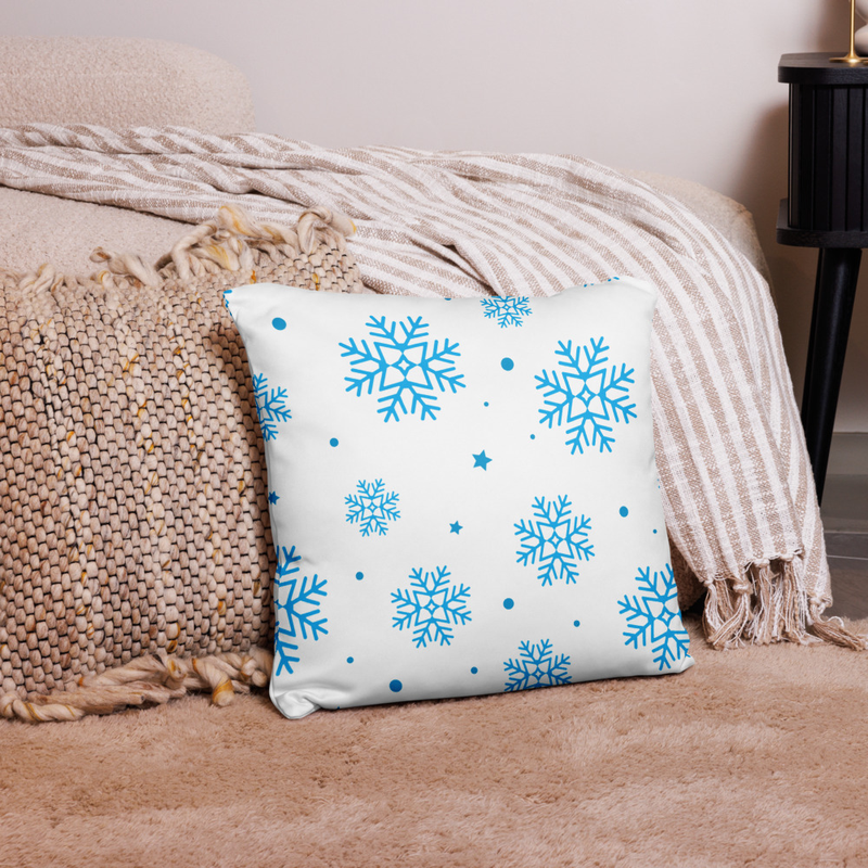 Blue Snowflakes Throw Pillow