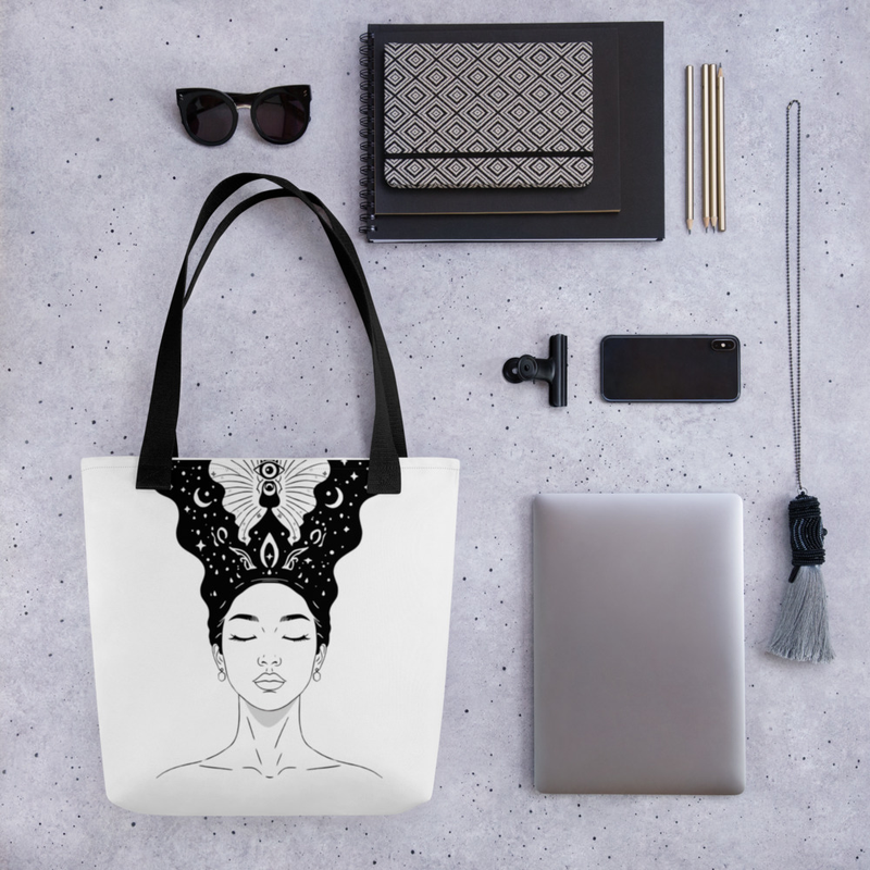 Spiritual Tote Bag – My Frequency Is My Prayer | Divine Feminine Tote