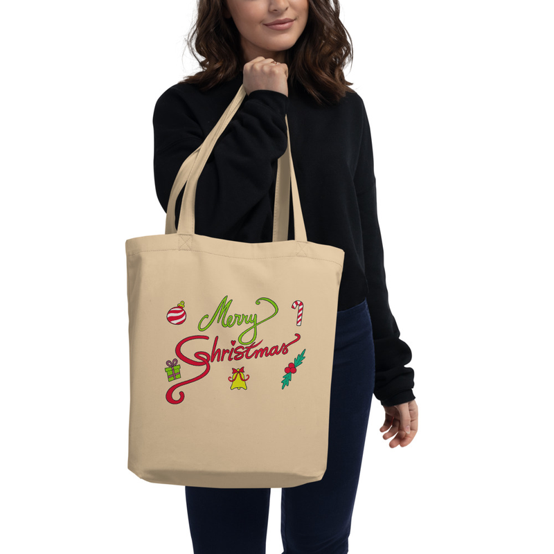 Merry Christmas Organic Cotton Tote Bag