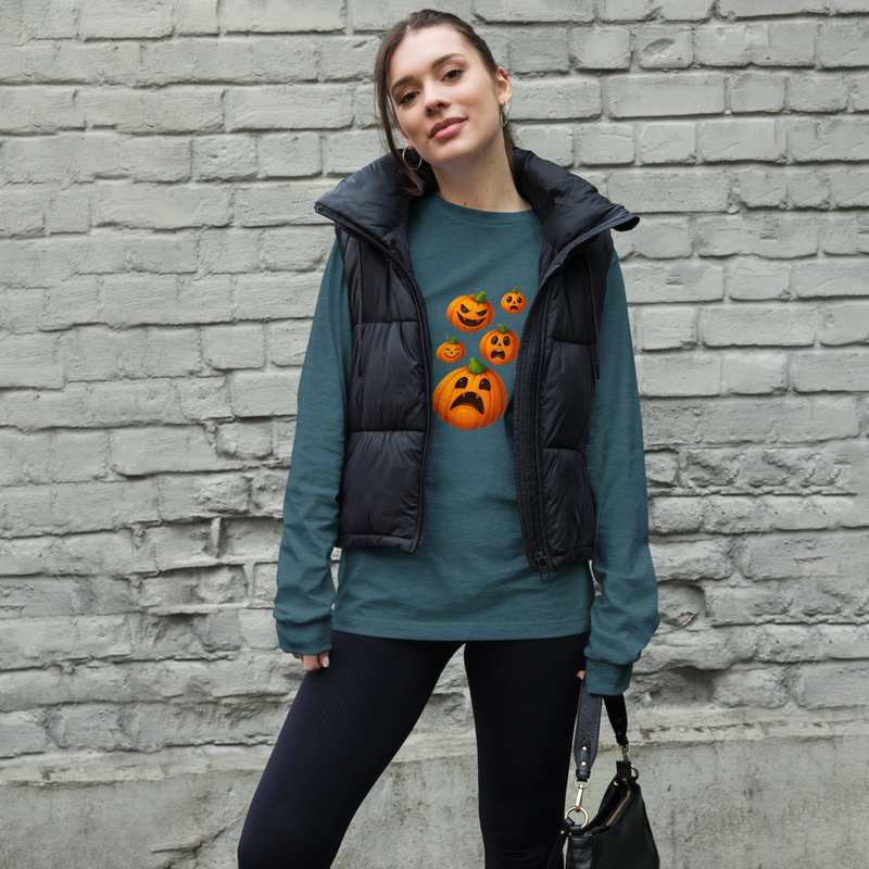 Women’s Long Sleeve Pumpkin Halloween Tee