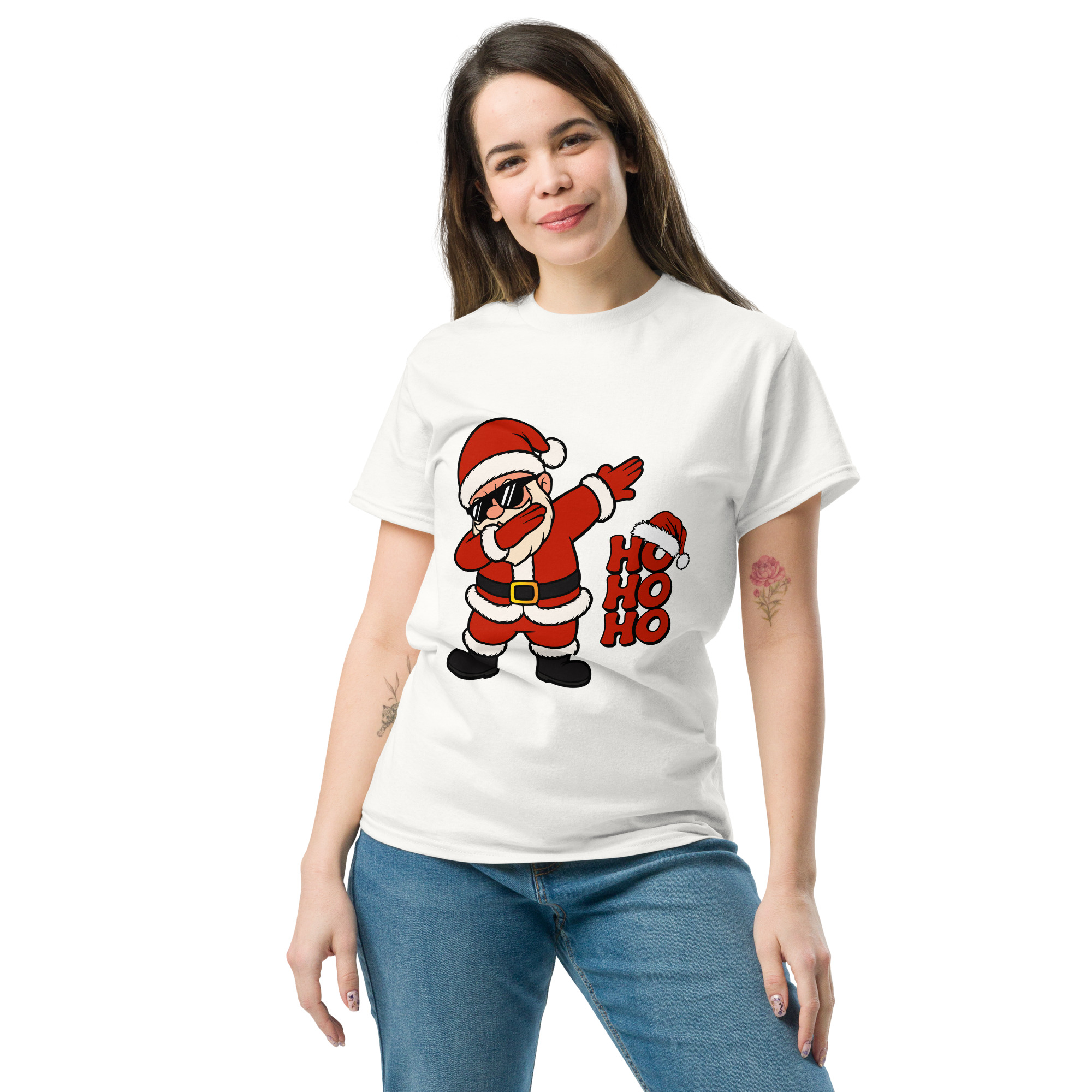 Unisex White T-Shirt – Cool Santa “Ho Ho Ho”
