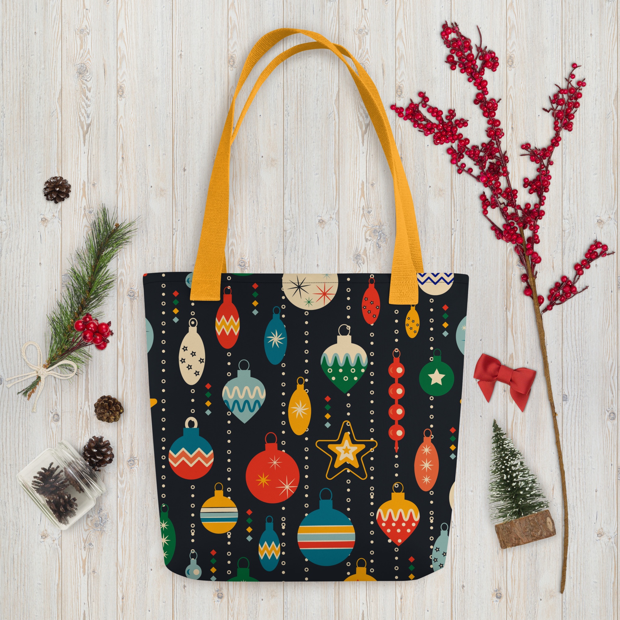 Retro Christmas Ornament All-Over Print Tote Bag 