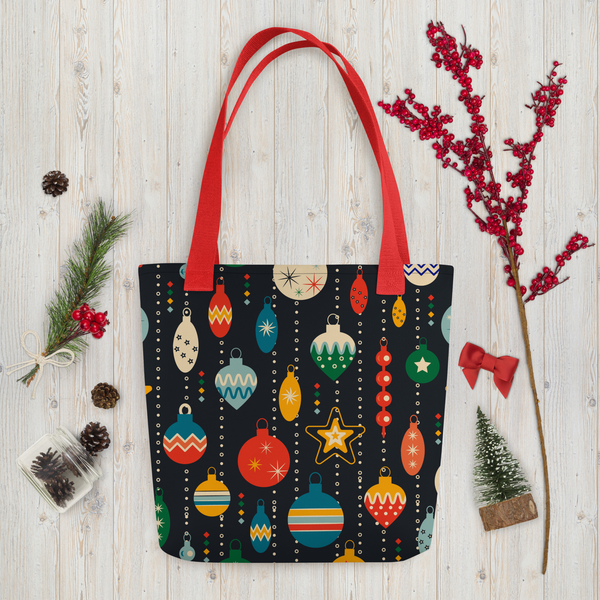 Retro Christmas Ornament All-Over Print Tote Bag 