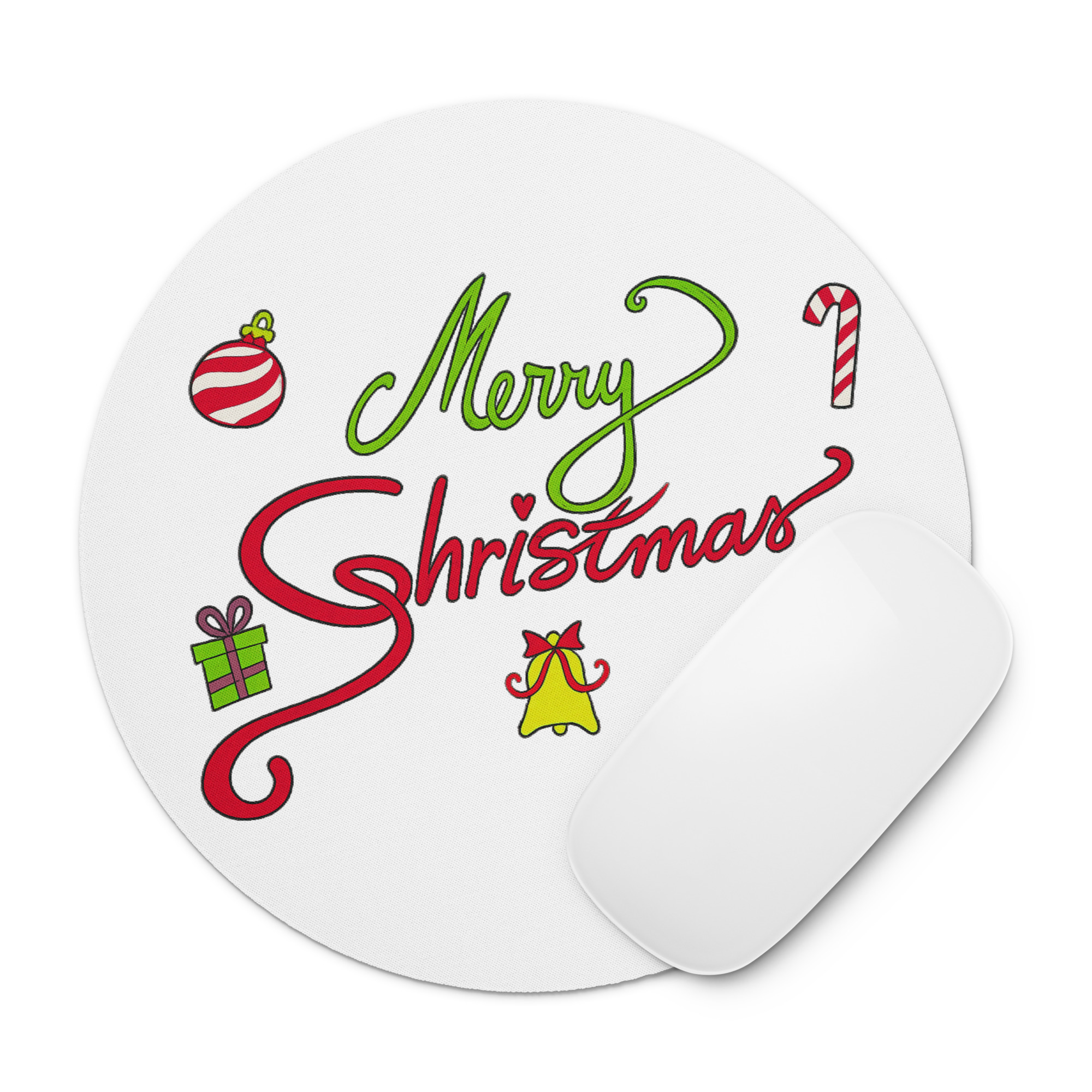 Merry Christmas Round Mouse Pad 