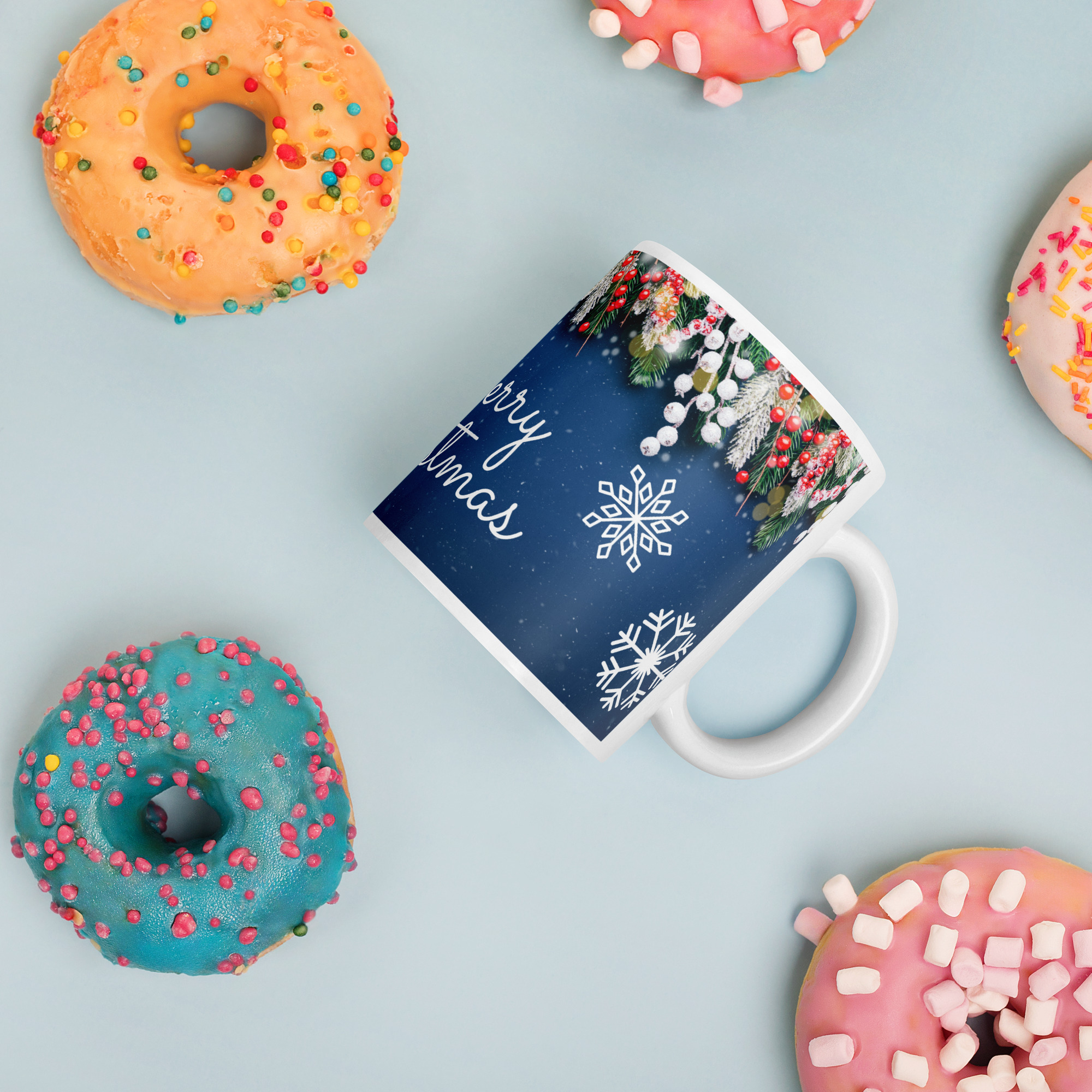  Merry Christmas Blue Ceramic Mug