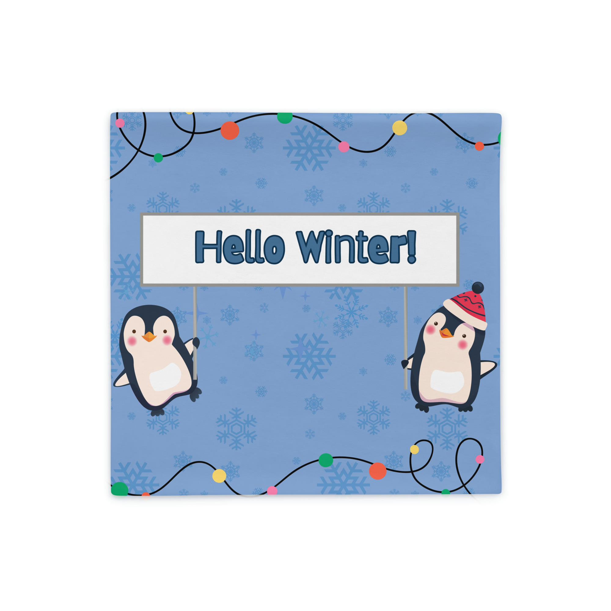 Hello Winter Penguin Pillow