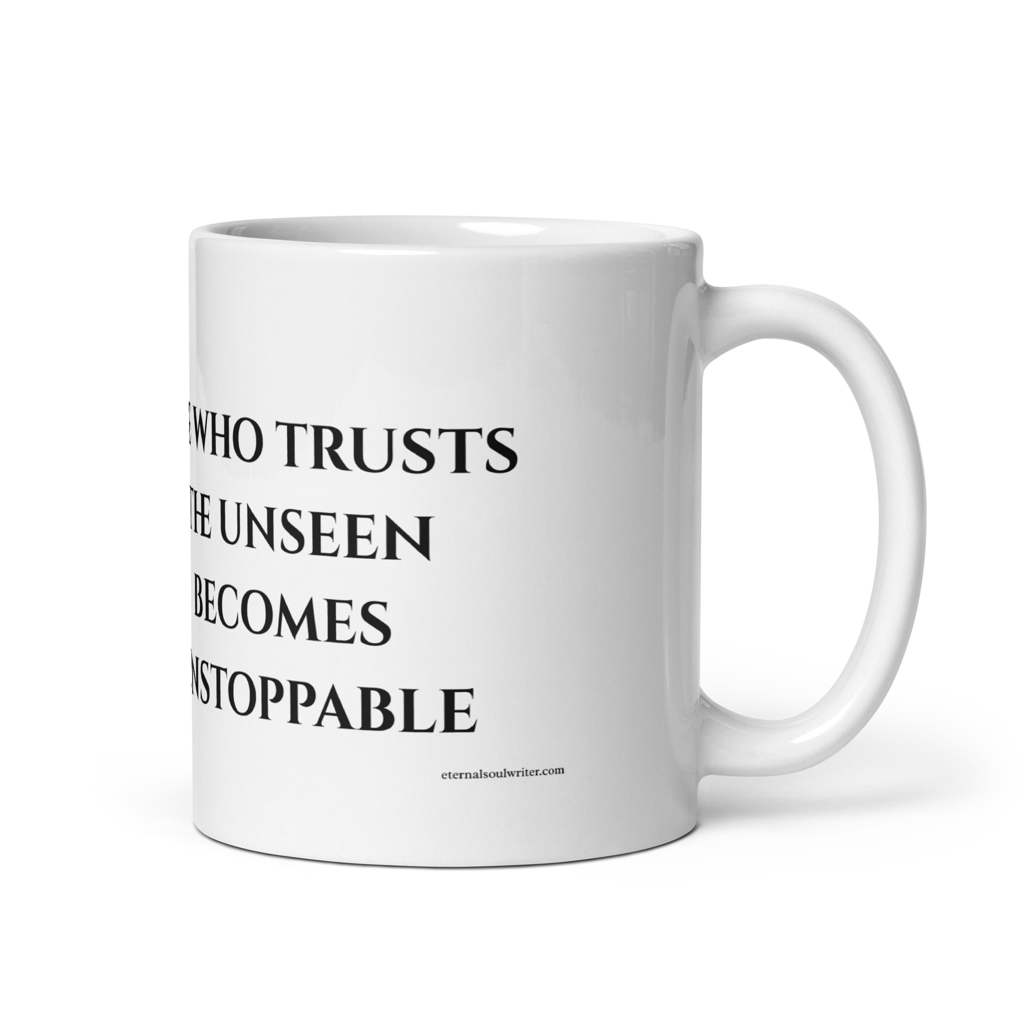 Divine Feminine Mug – She Who Trusts the Unseen Becomes Unstoppable