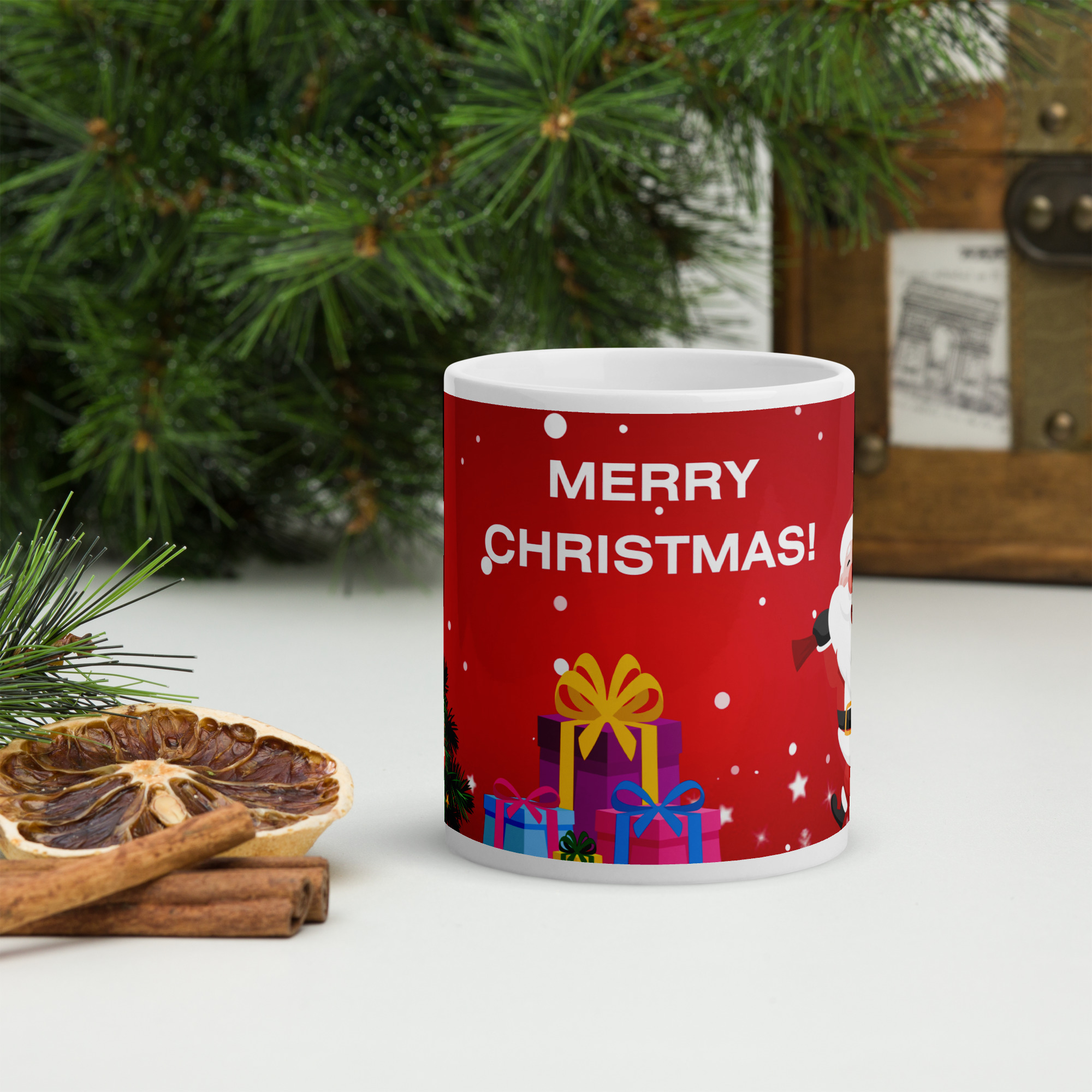 Santa Merry Christmas Ceramic Red Mug 